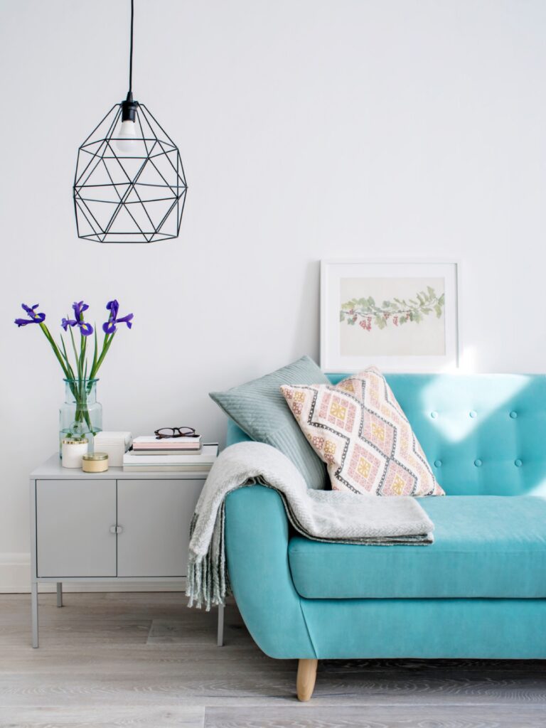 Living Teal Sofa - Haven Renovations